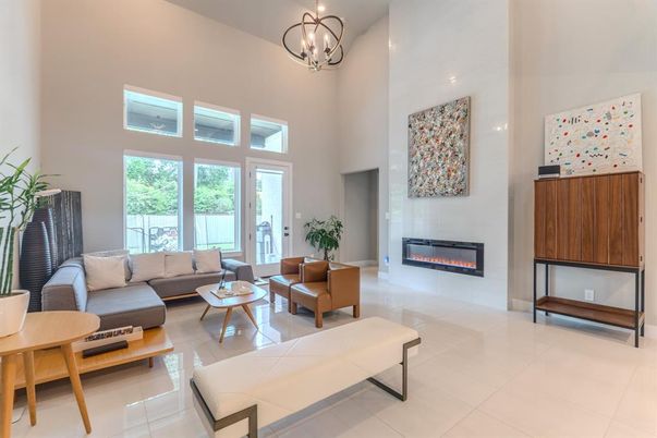 Chandelier, Fireplace, Interior, Living room