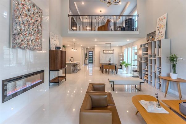 Dining room, Fireplace, Interior, Pendant Lights, Recessed Lighting