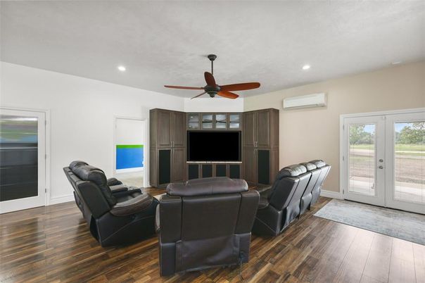 Interior, Living room, Recessed Lighting, Wood Texture Flooring