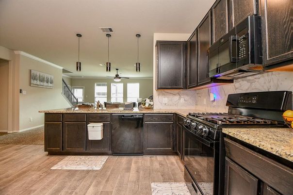 Interior, Kitchen, Pendant Lights, Wood Texture Flooring