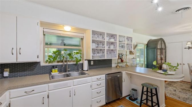 Interior, Kitchen, Recessed Lighting, Wood Texture Flooring