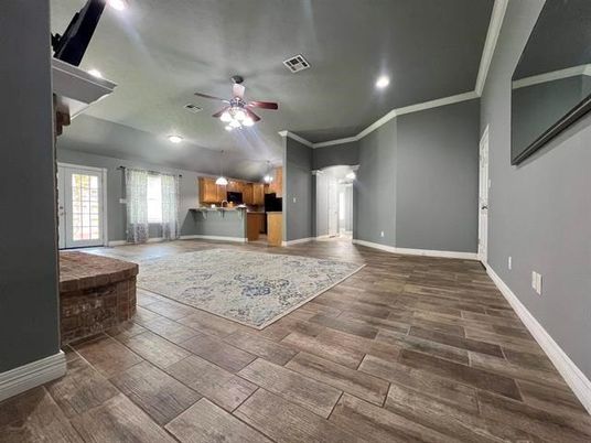 Interior, Kitchen, Recessed Lighting, Wood Texture Flooring