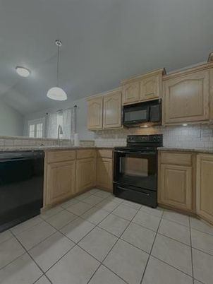 Interior, Kitchen, Pendant Lights, Tile Countertops