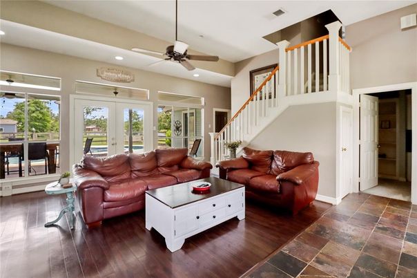 Interior, Living room, Recessed Lighting, Wood Texture Flooring