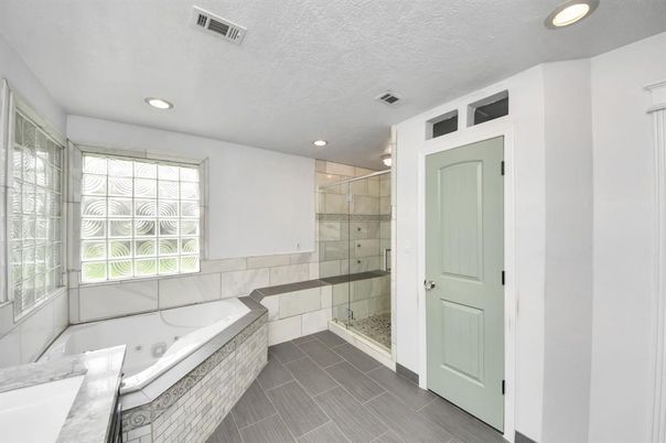 Bathroom, Glass Shower, Interior, Recessed Lighting