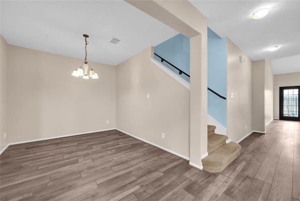 Empty room, Interior, Pendant Lights, Wood Texture Flooring