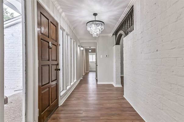 Chandelier, Interior, Stone Walls, Wood Texture Flooring