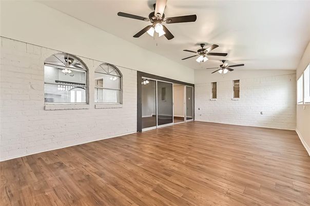 Empty room, Interior, Stone Walls, Wood Texture Flooring