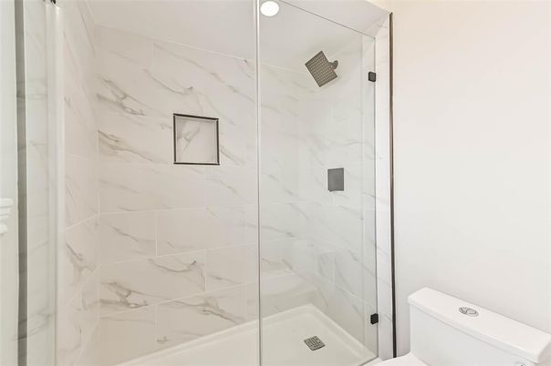 Bathroom, Glass Shower, Interior, Marble Walls