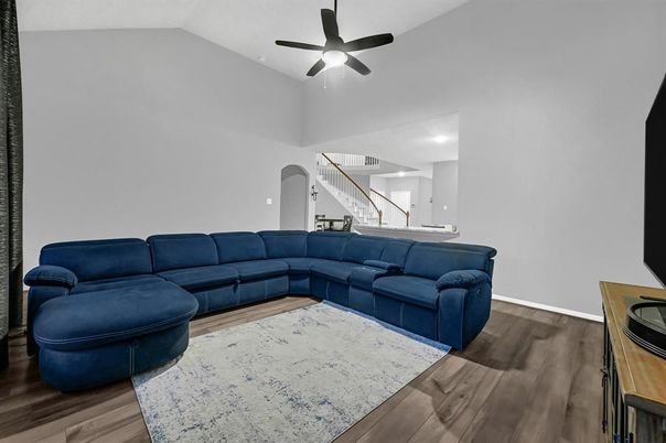 Interior, Living room, Recessed Lighting, Wood Texture Flooring