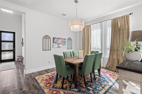 Chandelier, Dining room, Interior, Wood Texture Flooring