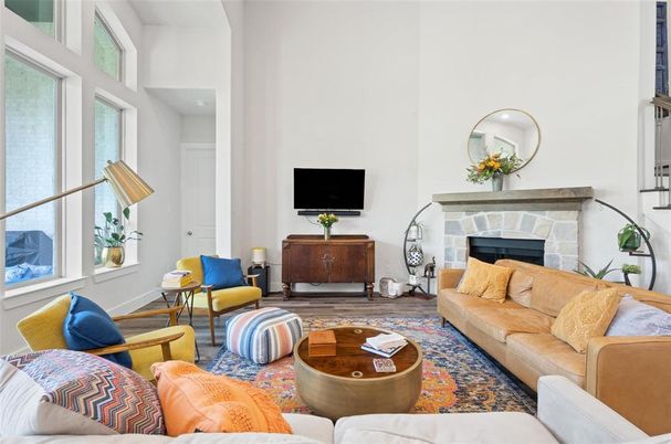 Fireplace, Interior, Living room, Recessed Lighting