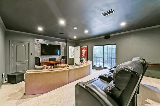 Interior, Living room, Recessed Lighting, Theatre Room
