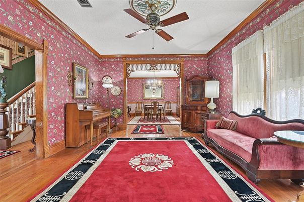 Billiard Table, Chandelier, Dining room, Interior, Wood Texture Flooring