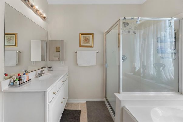 Bathroom, Dual Sink Vanities, Glass Shower, Interior