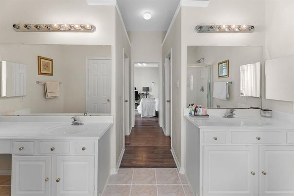 Bathroom, Bedroom, Dual Sink Vanities, Interior, Wood Texture Flooring