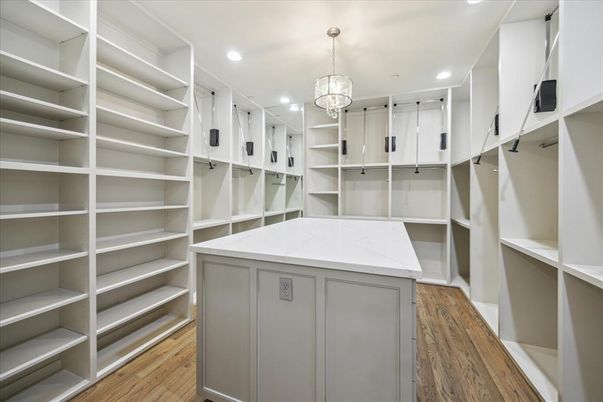 Chandelier, Interior, Pendant Lights, Recessed Lighting, Walk-in Closets, Wood Texture Flooring