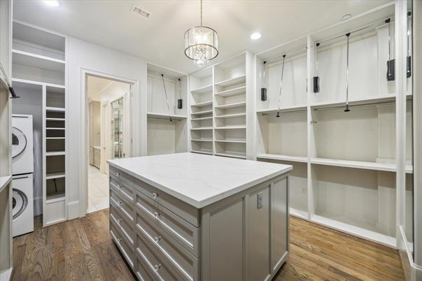 Chandelier, Interior, Pendant Lights, Recessed Lighting, Walk-in Closets, Wood Texture Flooring
