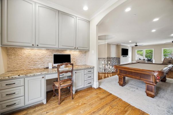 Billiard Table, Game Room, Interior, Recessed Lighting, Wood Texture Flooring