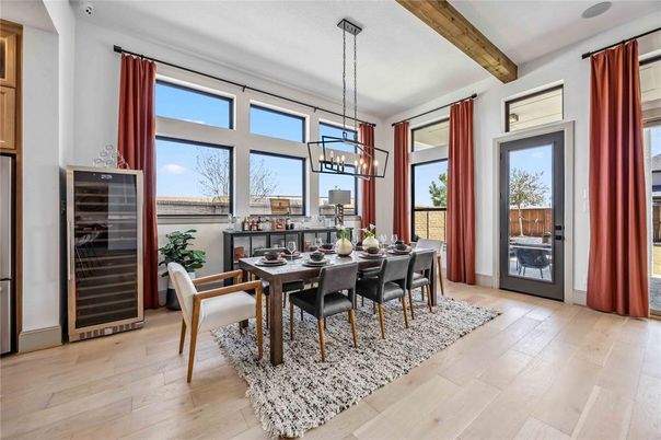 Chandelier, Dining room, Interior, Wooden Beams, Wood Texture Flooring