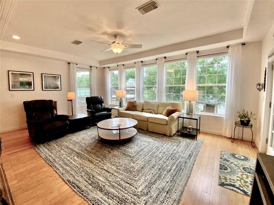 Interior, Living room, Recessed Lighting, Wood Texture Flooring