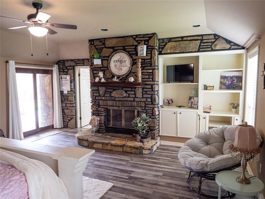 Fireplace, Interior, Stone Walls, Wood Texture Flooring