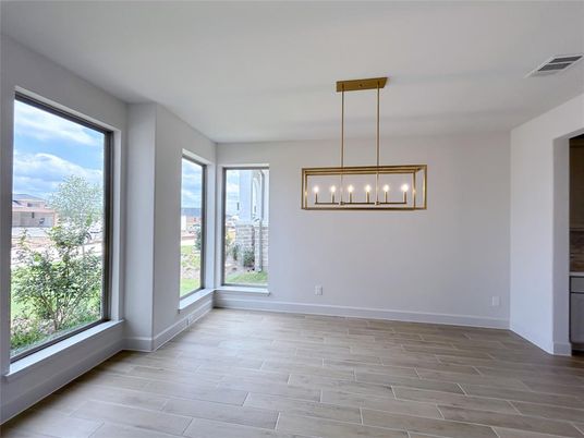 Empty room, Interior, Pendant Lights, Wood Texture Flooring