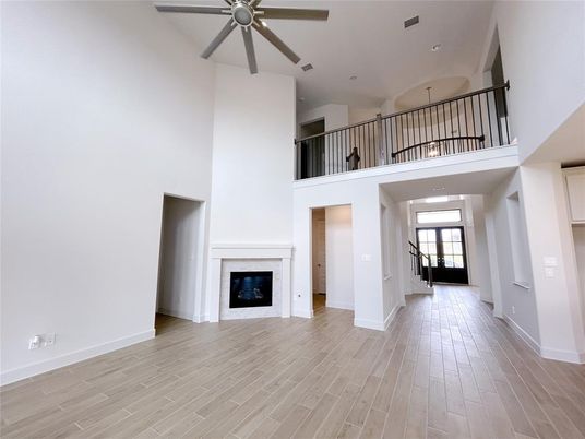 Fireplace, Interior, Recessed Lighting, Wood Texture Flooring