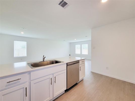 Interior, Kitchen, Recessed Lighting, Wood Texture Flooring