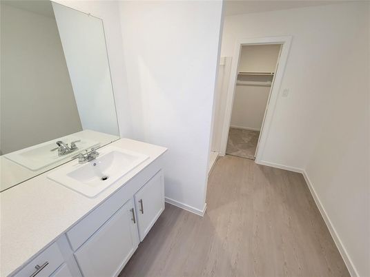 Bathroom, Dual Sink Vanities, Interior, Wood Texture Flooring