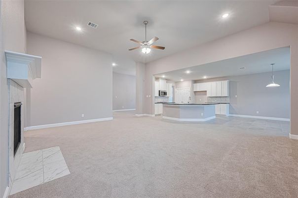 Empty room, Interior, Kitchen, Pendant Lights, Recessed Lighting