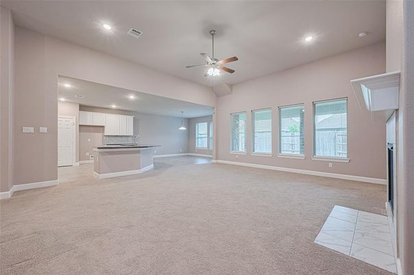 Empty room, Interior, Kitchen, Pendant Lights, Recessed Lighting
