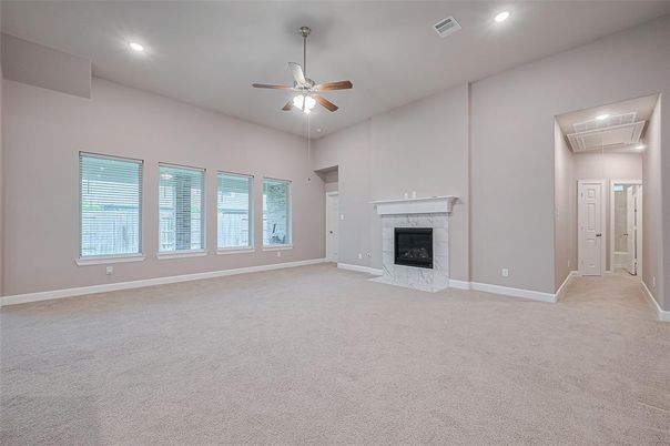 Empty room, Fireplace, Interior, Recessed Lighting