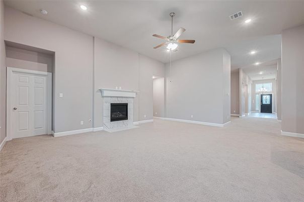 Empty room, Fireplace, Interior, Recessed Lighting