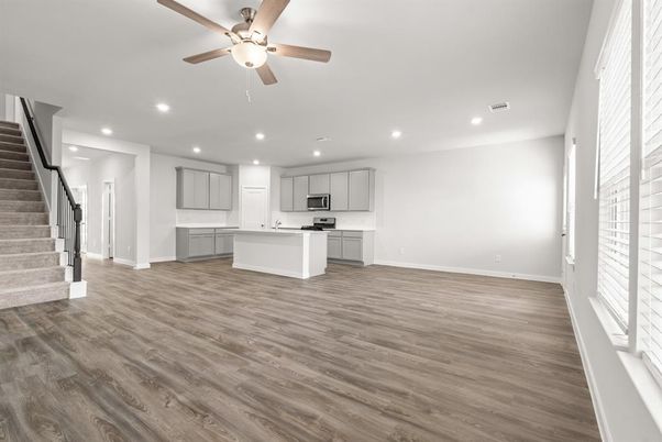 Interior, Kitchen, Recessed Lighting, Wood Texture Flooring