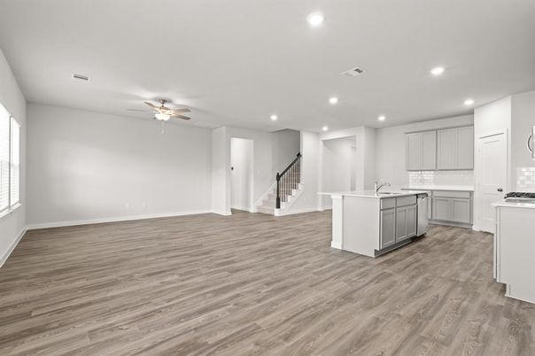 Interior, Kitchen, Recessed Lighting, Wood Texture Flooring