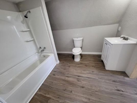 Bathroom, Interior, Washer, Wood Texture Flooring