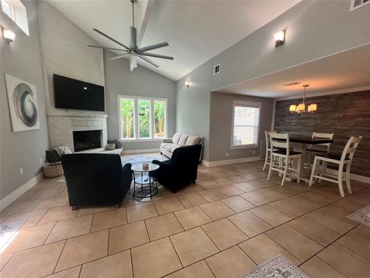 Chandelier, Dining room, Fireplace, Interior, Living room