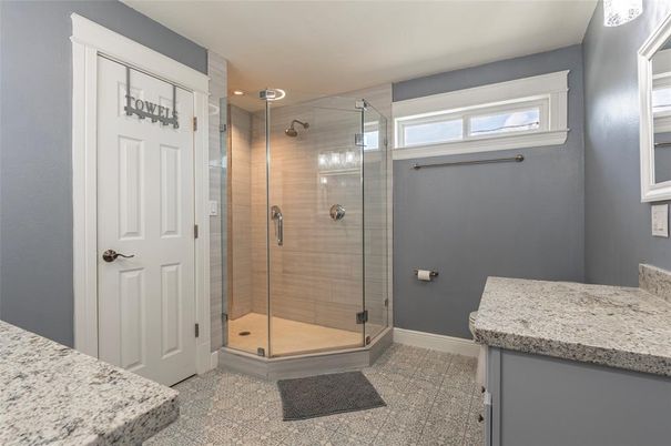 Bathroom, Glass Shower, Interior, Recessed Lighting