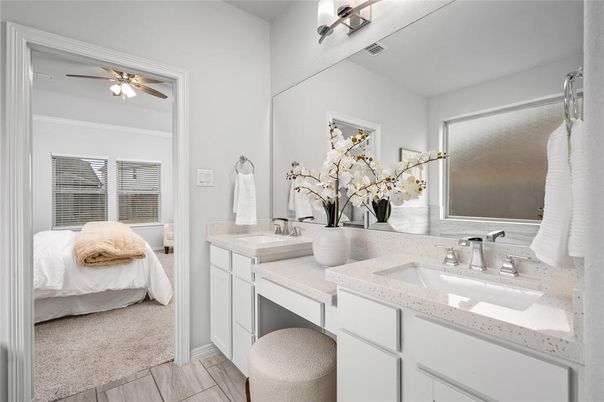 Bathroom, Bedroom, Dual Sink Vanities, Interior, Wood Texture Flooring