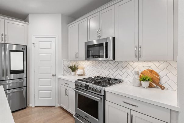 Interior, Kitchen, Stainless Steel Appliances, Wood Texture Flooring