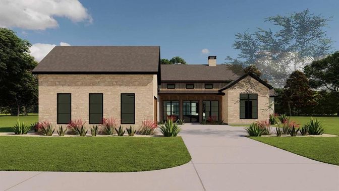 Backyard, Exterior, Facade, Brick Traditional