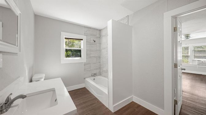 Bathroom, Interior, Wood Texture Flooring