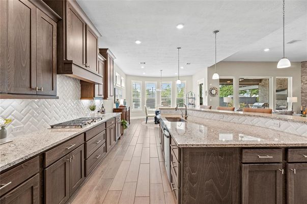 Interior, Kitchen, Pendant Lights, Recessed Lighting, Wood Texture Flooring