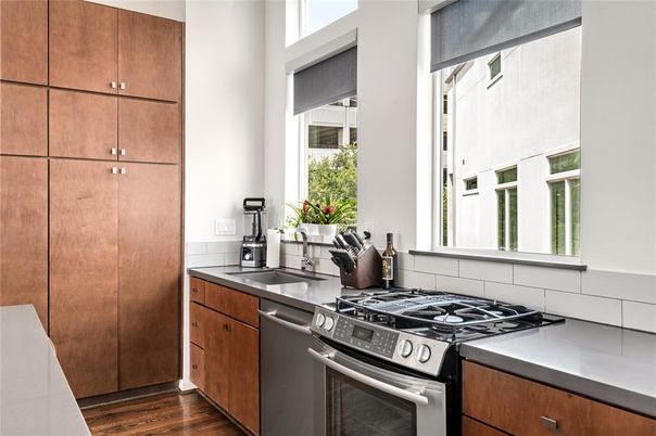 Interior, Kitchen, Stainless Steel Appliances, Wood Texture Flooring