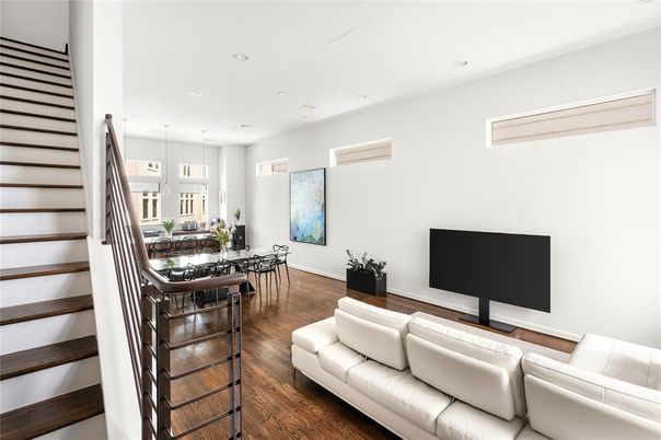 Dining room, Interior, Kitchen, Living room, Pendant Lights, Recessed Lighting, Wood Texture Flooring
