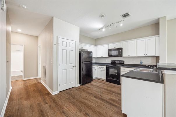Interior, Kitchen, Recessed Lighting, Wood Texture Flooring