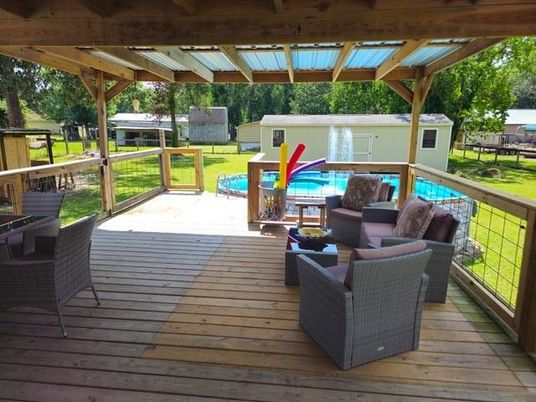Exterior, Pool, Wood Texture Flooring