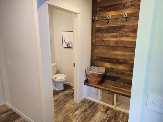 Bathroom, Interior, Wood Texture Flooring, Wooden Walls