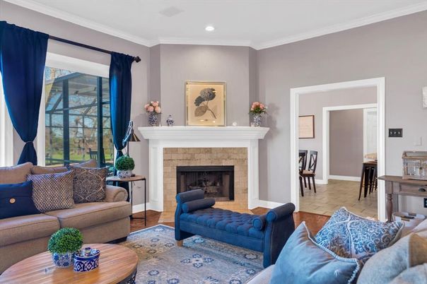 Fireplace, Interior, Living room, Recessed Lighting